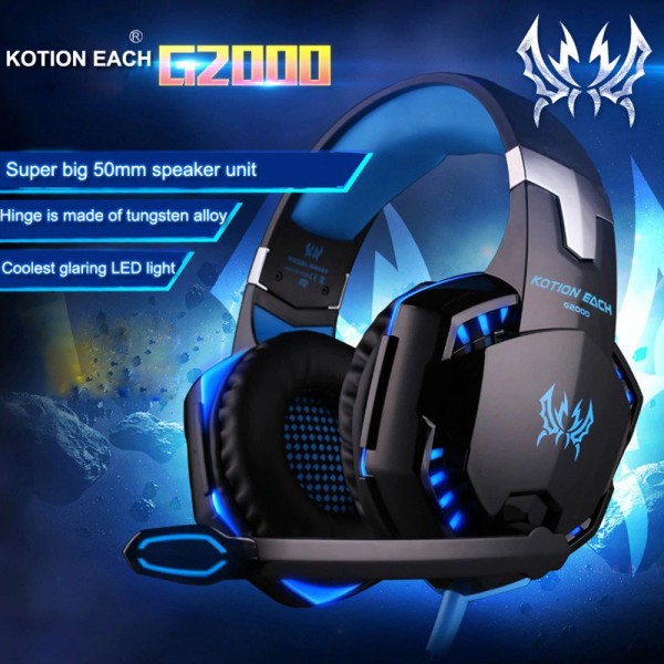 CUFFIE GAMING KOTION G2000 PER PS4 PC XBOX ONE S MAC CON LED MICROFONO VOLUME SPLITTER AUDIO