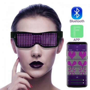 OCCHIALI LED BLUETOOTH APP ILLUMINAZIONE GLOWING EDM PARTY DISCOTECA DIY FESTA