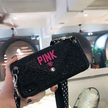 COVER CASE PINK TELEFONO IPHONE XS GLITTER RICAMO FASHION BORSA