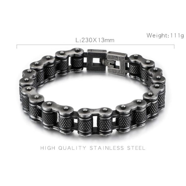BRACCIALE CATENA MOTO BRACCIALI ACCIAIO BRUNITO BRACCIALETTO RIDERS MOTOCICLISTA