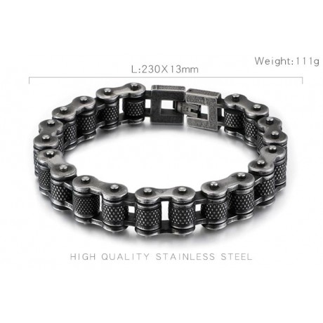 BRACCIALE CATENA MOTO BRACCIALI ACCIAIO BRUNITO BRACCIALETTO RIDERS MOTOCICLISTA
