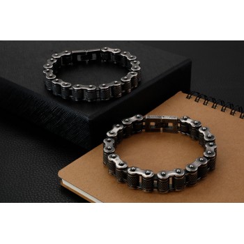 BRACCIALE CATENA MOTO BRACCIALI ACCIAIO BRUNITO BRACCIALETTO RIDERS MOTOCICLISTA