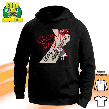 FELPA CAPPUCCIO GREEN DAY UNICORNO FATHER OF ALL T-SHIRT HOODIE rock punk Rainbo