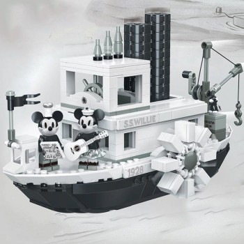 ⭐TOPOLIONO FILM BARCA A VAPORE MICKEY MOUSE STEAMBOAT WILLIE LEGO COMPATIBILE
