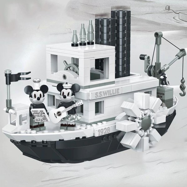 ⭐TOPOLIONO FILM BARCA A VAPORE MICKEY MOUSE STEAMBOAT WILLIE LEGO COMPATIBILE