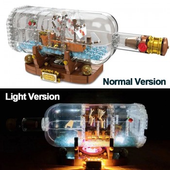 1078PZ NAVE PIRATES IN BOTTIGLIA SHIP IN A BOTTLE LUCE LED LEGO COMPATIBILE