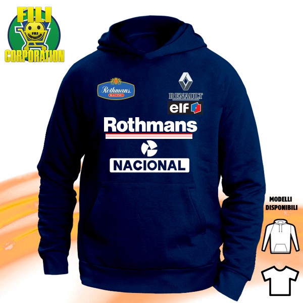 F1 WILLIAMS RENAULT RACING FW16 2 AYRTON SENNA GP 1994 ROTHMANS T-SHIRT HOODIE FELPA CAPPUCCI UOMO DONNA