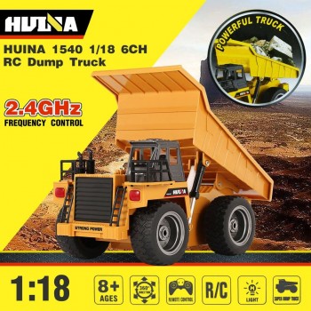 ✅⭐DUMPER HUINA 1540 6CH METALLO RC RADIO COMANDO DUMPER CAMION MOVIMENTO TERRA