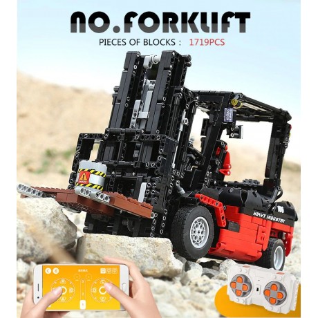 ✅⭐1719 pz MULETTO CARRELLO ELEVATORE FORCA RC APP TECHNIC BLOCK LEGO COMPATIBILE