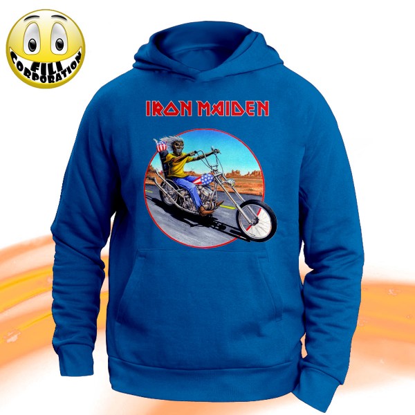 T-SHIRT FELPA  IRON MAIDEN IRON EDDIE CHOPPER ROUTE MOTO FEAR OF THE DARK