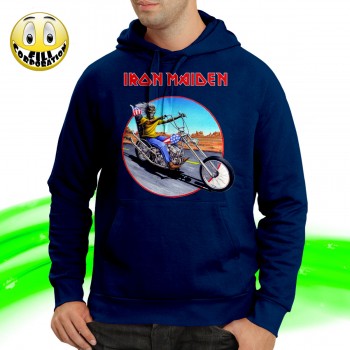T-SHIRT FELPA  IRON MAIDEN IRON EDDIE CHOPPER ROUTE MOTO FEAR OF THE DARK