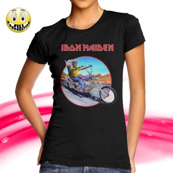 T-SHIRT FELPA  IRON MAIDEN IRON EDDIE CHOPPER ROUTE MOTO FEAR OF THE DARK