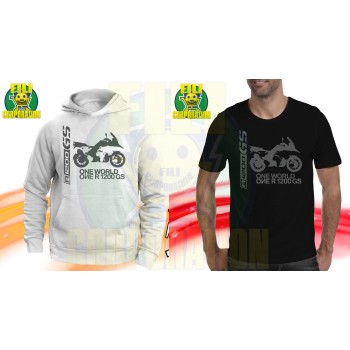 FELPA CAPPUCCIO BMW R1200 GS ADV T-SHIRT HOODIE ONE WORLD MOTORRAD MOTO OFF ROAD