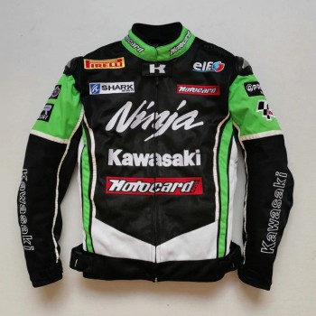 GIACCA KAWASAKI NINJA MOTO JACKET TESUTO ESTIVA RICAMATA MOTOCICLISMO OFF-ROAD