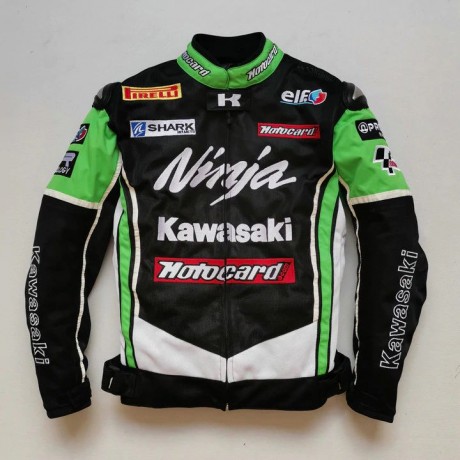 GIACCA KAWASAKI NINJA MOTO JACKET TESUTO ESTIVA RICAMATA MOTOCICLISMO OFF-ROAD
