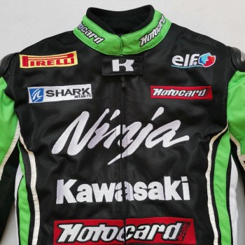 GIACCA KAWASAKI NINJA MOTO JACKET TESUTO ESTIVA RICAMATA MOTOCICLISMO OFF-ROAD