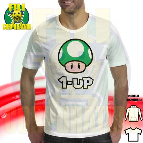 ✅FELPA T-SHIRT DONNA 1UP FUONGO SUPER MARIO BIG 1-UP MUSHROOM VITA NINTENDO ⭐