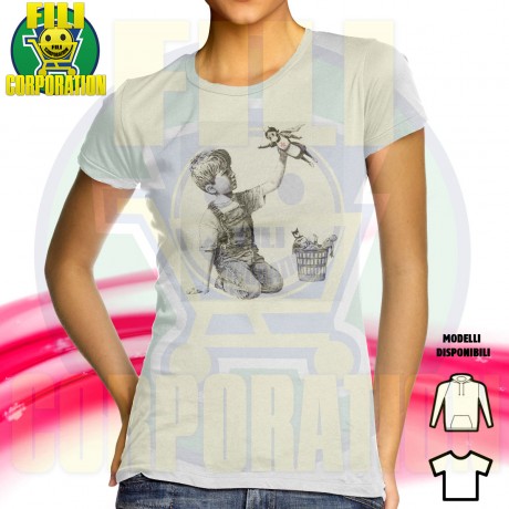 ✅FELPA T-SHIRT BANKSY INFERMIERA SUPEREROE STREET ARTIST⭐