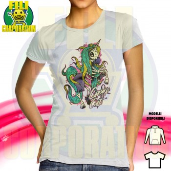 UNICORNO DARK SCHELETRO T-SHIRT HOODIE FELPA CAPPUCCI UOMO DONNA