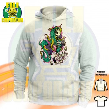 UNICORNO DARK SCHELETRO T-SHIRT HOODIE FELPA CAPPUCCI UOMO DONNA