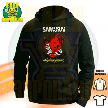 SAMURAI CYBERPUNK 2077 SKULL T-SHIRT HOODIE FELPA CAPPUCCI UOMO DONNA