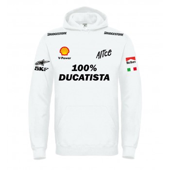 100% DUCATISTA RACING T-SHIRT HOODIE FELPA CAPPUCCI UOMO DONNA