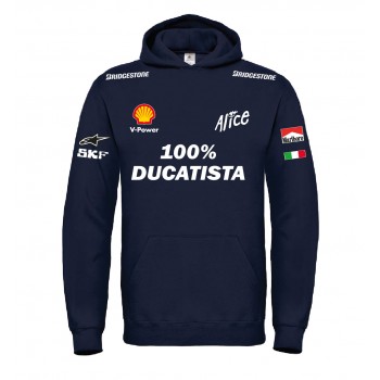 100% DUCATISTA RACING T-SHIRT HOODIE FELPA CAPPUCCI UOMO DONNA