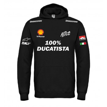 100% DUCATISTA RACING T-SHIRT HOODIE FELPA CAPPUCCI UOMO DONNA