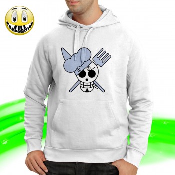T-SHIRT FELPA  ONE PIECE PIRATI SANJI CUOCO GAMBA NERA ALL ARREMBAGGIO JOLLY ROGE