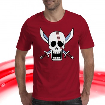 T-SHIRT FELPA  ONE PIECE PIRATI SHANK IL ROSSO ALL ARREMBAGGIO JOLLY ROGE CARTOON