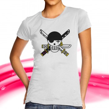 T-SHIRT FELPA  ONE PIECE PIRATI ZORO SPADACCINO ALL ARREMBAGGIO RUBBER JOLLY ROGE