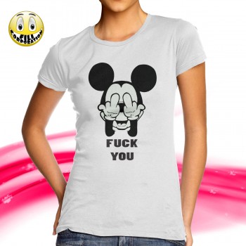 T-SHIRT FELPA  MICKEY MOUSE FUCK YOU DISNEY HORROR TERZO DITO FOTTITI MEDIO HIPST