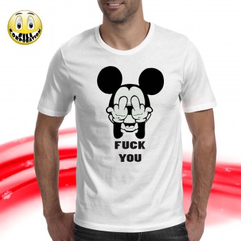 T-SHIRT FELPA  MICKEY MOUSE FUCK YOU DISNEY HORROR TERZO DITO FOTTITI MEDIO HIPST