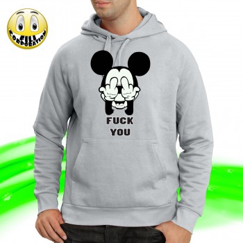 T-SHIRT FELPA  MICKEY MOUSE FUCK YOU DISNEY HORROR TERZO DITO FOTTITI MEDIO HIPST