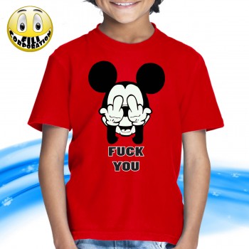 T-SHIRT FELPA  MICKEY MOUSE FUCK YOU DISNEY HORROR TERZO DITO FOTTITI MEDIO HIPST