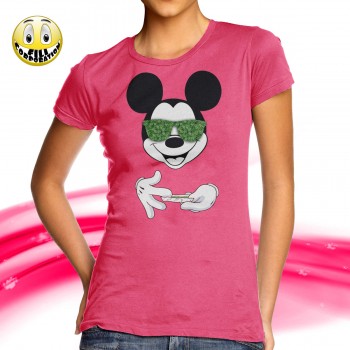 T-SHIRT FELPA  MICKEY MOUSE DISNEY MARIJUANA GARDEN MANI ROLLA CANNABIS SIGARETTA