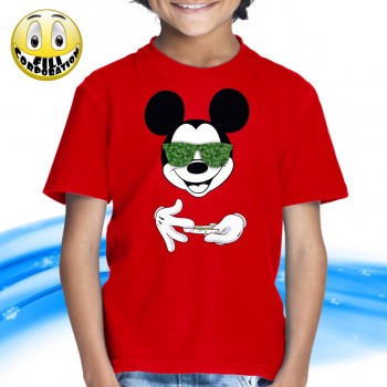 T-SHIRT FELPA  MICKEY MOUSE DISNEY MARIJUANA KEEP ONE ROLLED CANNABIS FUMO DRUG