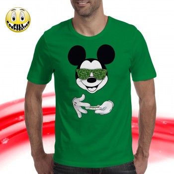 T-SHIRT FELPA  MICKEY MOUSE DISNEY MARIJUANA KEEP ONE ROLLED CANNABIS FUMO DRUG