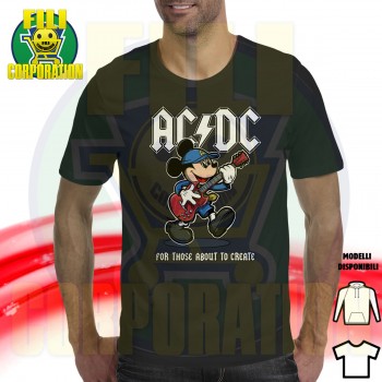 ✅FELPA T-SHIRT DONNA TOPOLINO AC DC ANGUS YOUNG ROCK ⭐