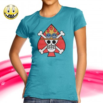T-SHIRT FELPA  ONE PIECE ACE PIRATI BARBA BIANCA ALL ARREMBAGGIO RUBBER JOLLY ROGE