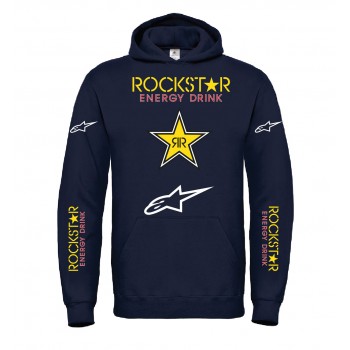 RALLY ROCKSTAR SKATEBOARD TEAM RACING ACTIONSPORT REPLICA T-SHIRT HOODIE FELPA CAPPUCCI UOMO DONNA