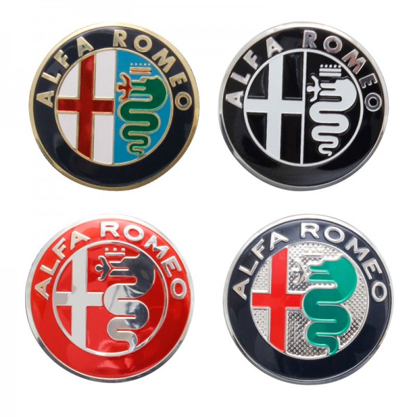 kit 4 pz ADESIVI ALFA ROMEO MITO GIULIETTA 147 156 LOGO FREGIO STEMMA NERO ROSSO