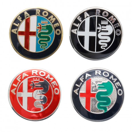 kit 4 pz ADESIVI ALFA ROMEO MITO GIULIETTA 147 156 LOGO FREGIO STEMMA NERO ROSSO