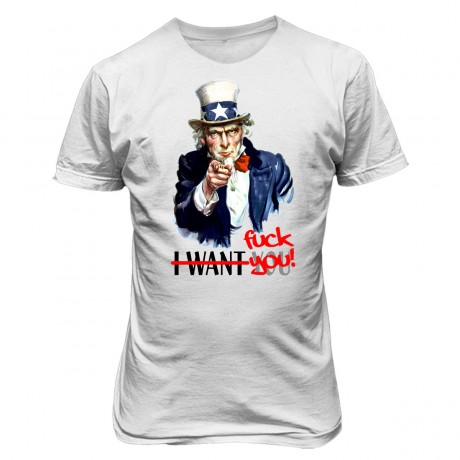 T-SHIRT FELPA  ZIO SAM I WANT YOU FUCK YOU IO VOGLIO TE HUMOR MALGA BIRRA