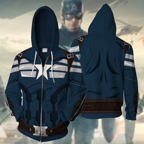 FELPA ZIP CAPPUCCIO STEVE ROGER CAPTAIN AMERICA AVENGERS INFINITY WAR