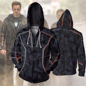 FELPA ZIP CAPPUCCIO TONY STARK IRON MAN IRONMAN AVENGERS INFINITY WAR ENDGAME