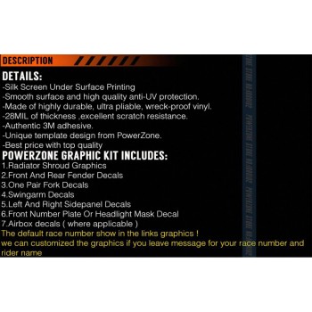 KIT ADESIVI PVC MOTO KTM 222 CAIROLI 2016 EXC EXCF XCW