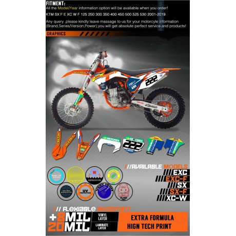 KIT ADESIVI PVC MOTO KTM 222 CAIROLI 2016 EXC EXCF XCW