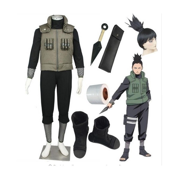 COSTUME COMPLETO NARA SHIKAMARU COSPLAY NARUTO ANIME VILLAGGI DELLA FOGLIA NINJA