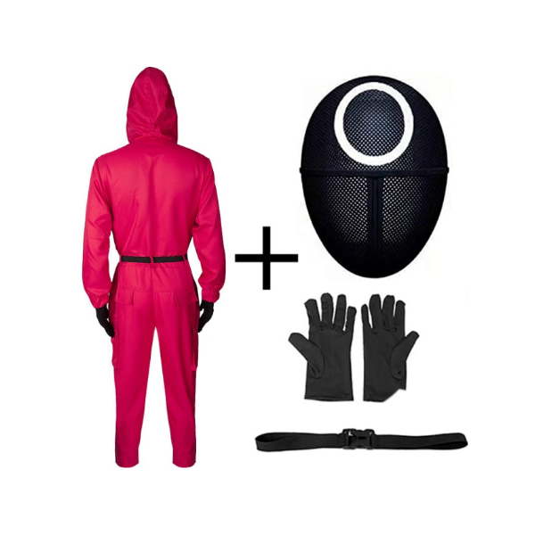 SQUID GAME TUTA ROSSA CON CINTURA E MASK COSPLAY